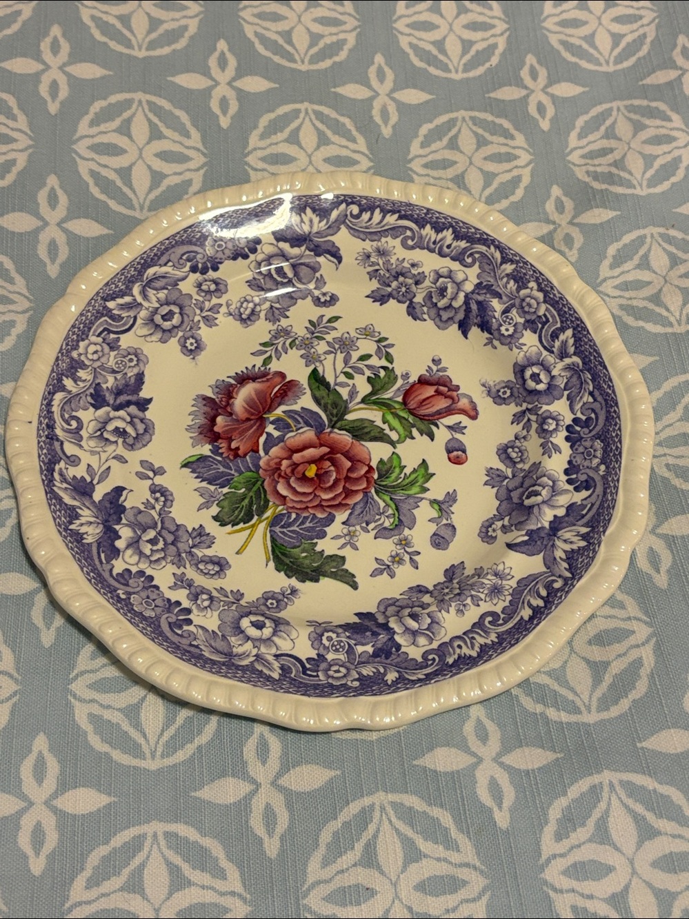 Copeland Spode Floral Dinner Plate in Blue & Cream